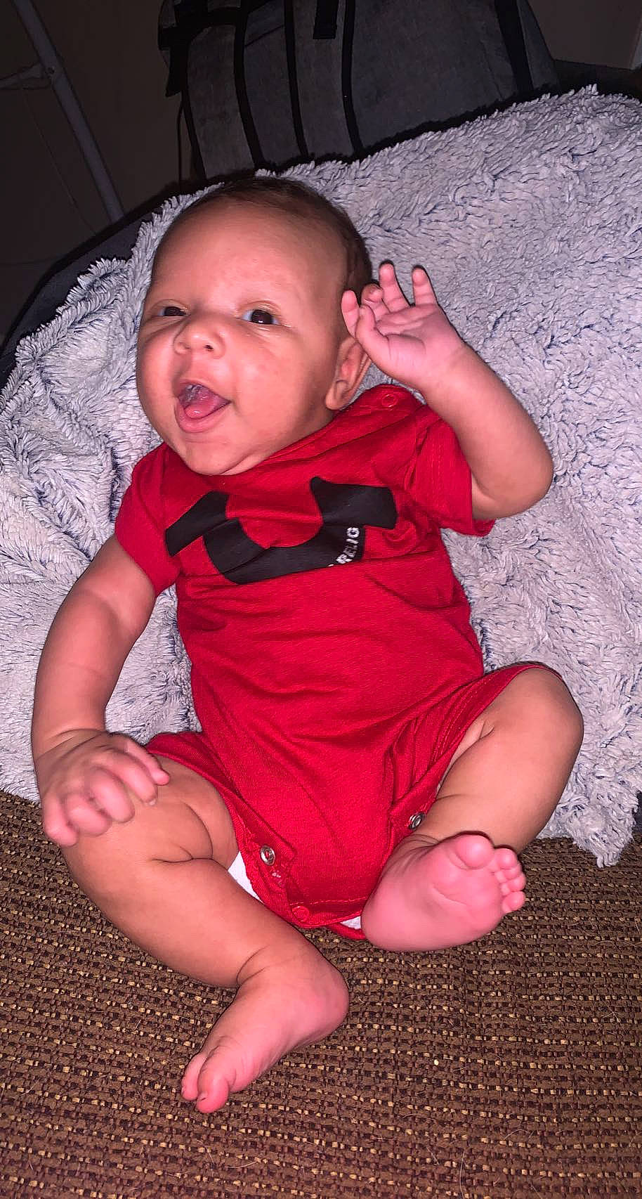 Kylan joined the competition — help win amazing prizes! arm, baby_toddler_clothing, cheek, comfort, dress, eye, face, finger, flash_photography, gesture, hand, head, human_body, iris, joint, leg, lip, mouth, person, skin