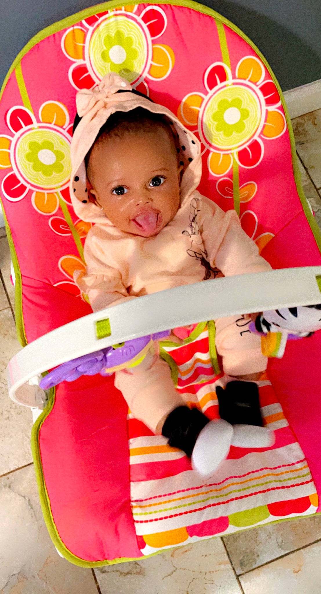 Cami joined the competition — help win amazing prizes! baby, baby_playing_with_toys, baby_products, baby_safety, baby_toddler_clothing, baby_toys, child, comfort, happy, linens, magenta, pattern, person, play, red, room, sitting, sleeve, sock, toddler