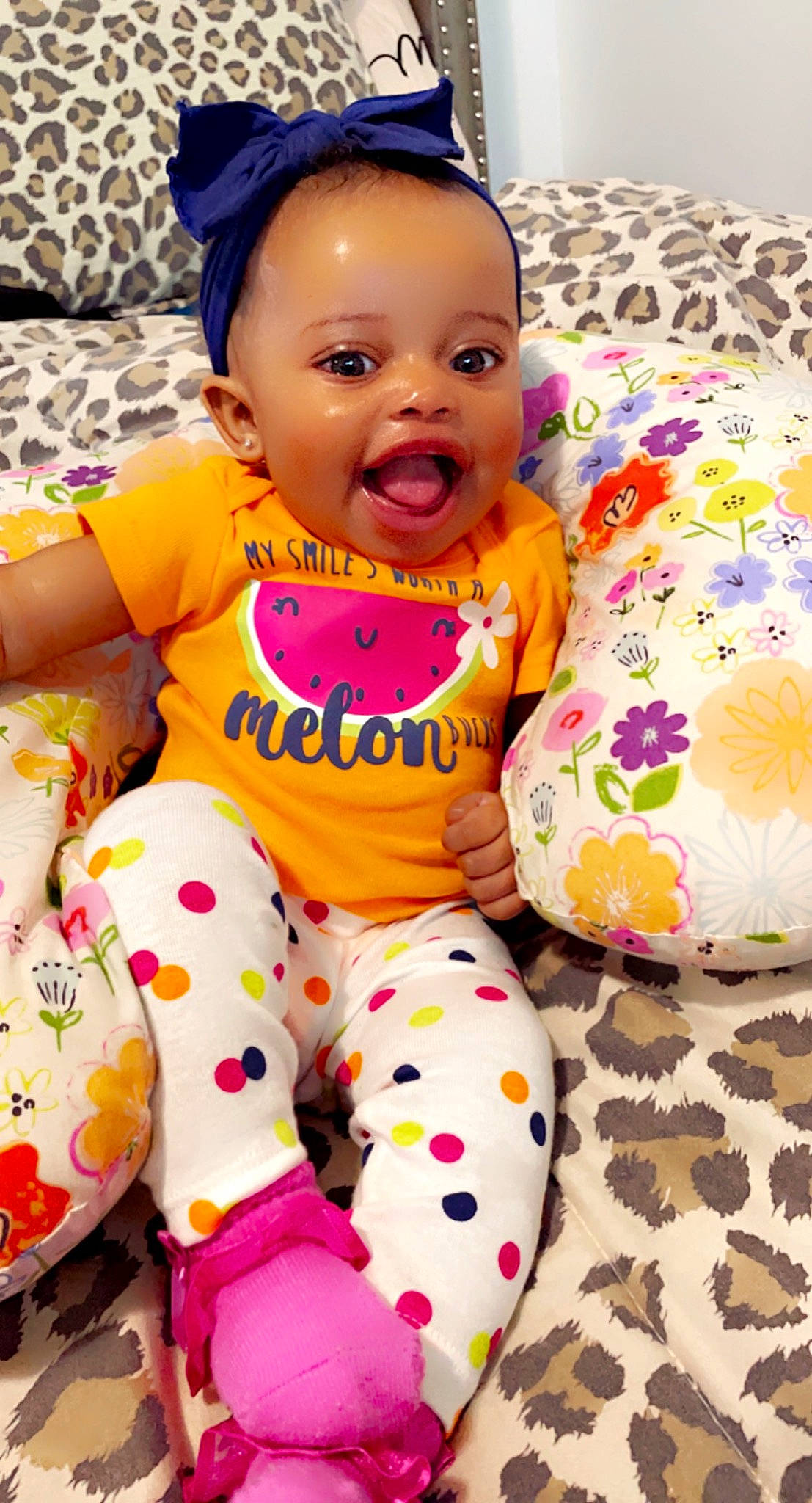 Cami joined the competition — help win amazing prizes! baby, baby_toddler_clothing, cheek, clothing, eye, face, facial_expression, green, happy, hat, head, leg, organ, person, pink, product, skin, sleeve, smile, textile