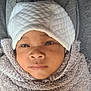baby, infant, face, hat, blanket, clothing, portrait, closeup, child, person, warm, cozy, cute, texture, soft, headwear, expression, indoors, newborn, wrapped