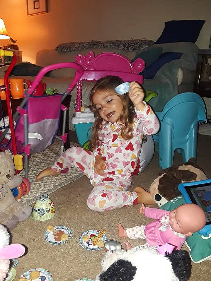 Emmalee joined the competition — help win amazing prizes! birthday, child, fun, party, person, photography, pink, play, room, sitting, stuffed_toy, toddler, toy