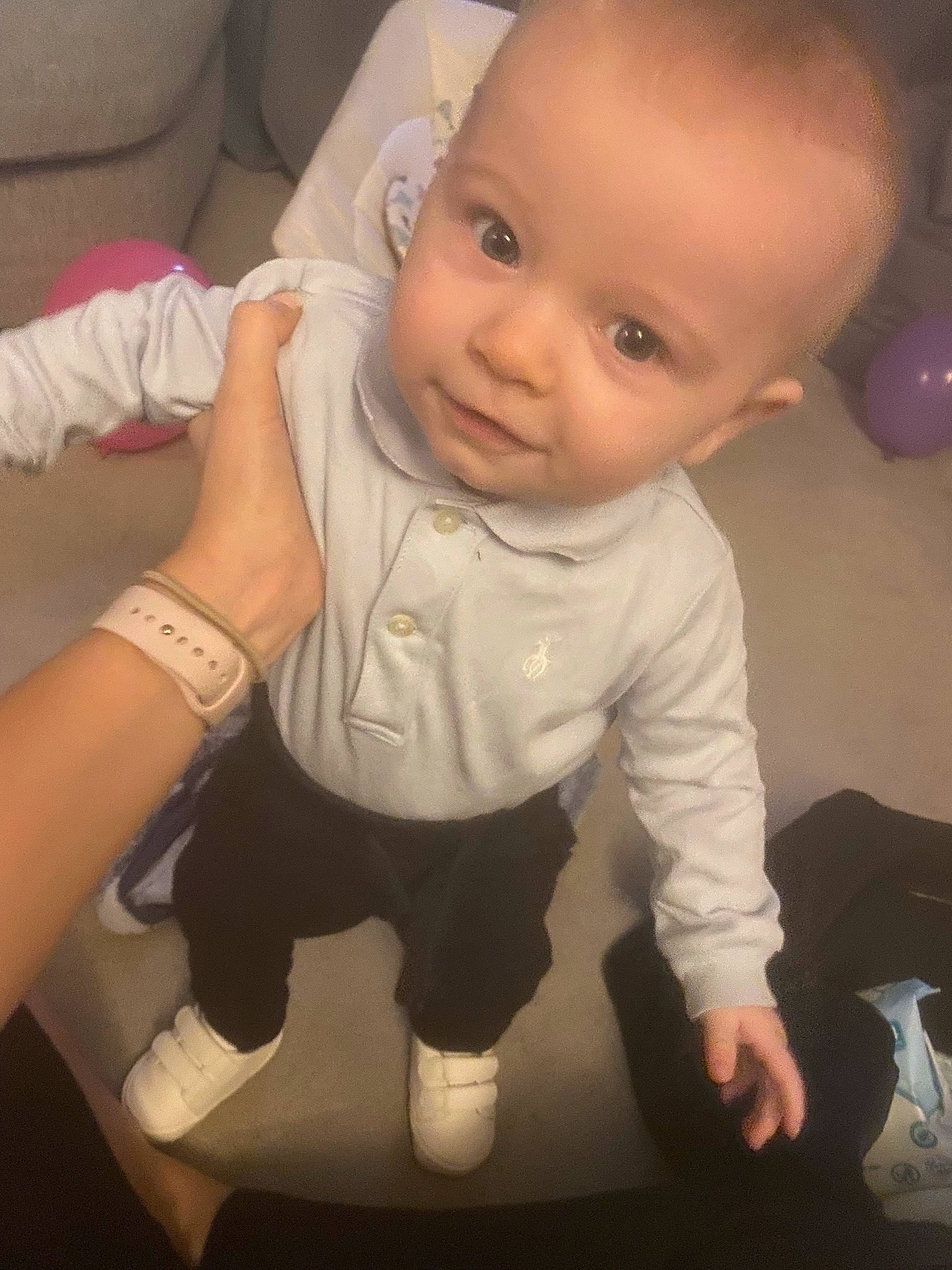 Chester is registered to the contest to win money with this photo: arm, baby, baby_toddler_clothing, cheek, eye, face, facial_expression, finger, flash_photography, gesture, happy, head, iris, lip, mouth, nose, person, shoulder, skin, sleeve