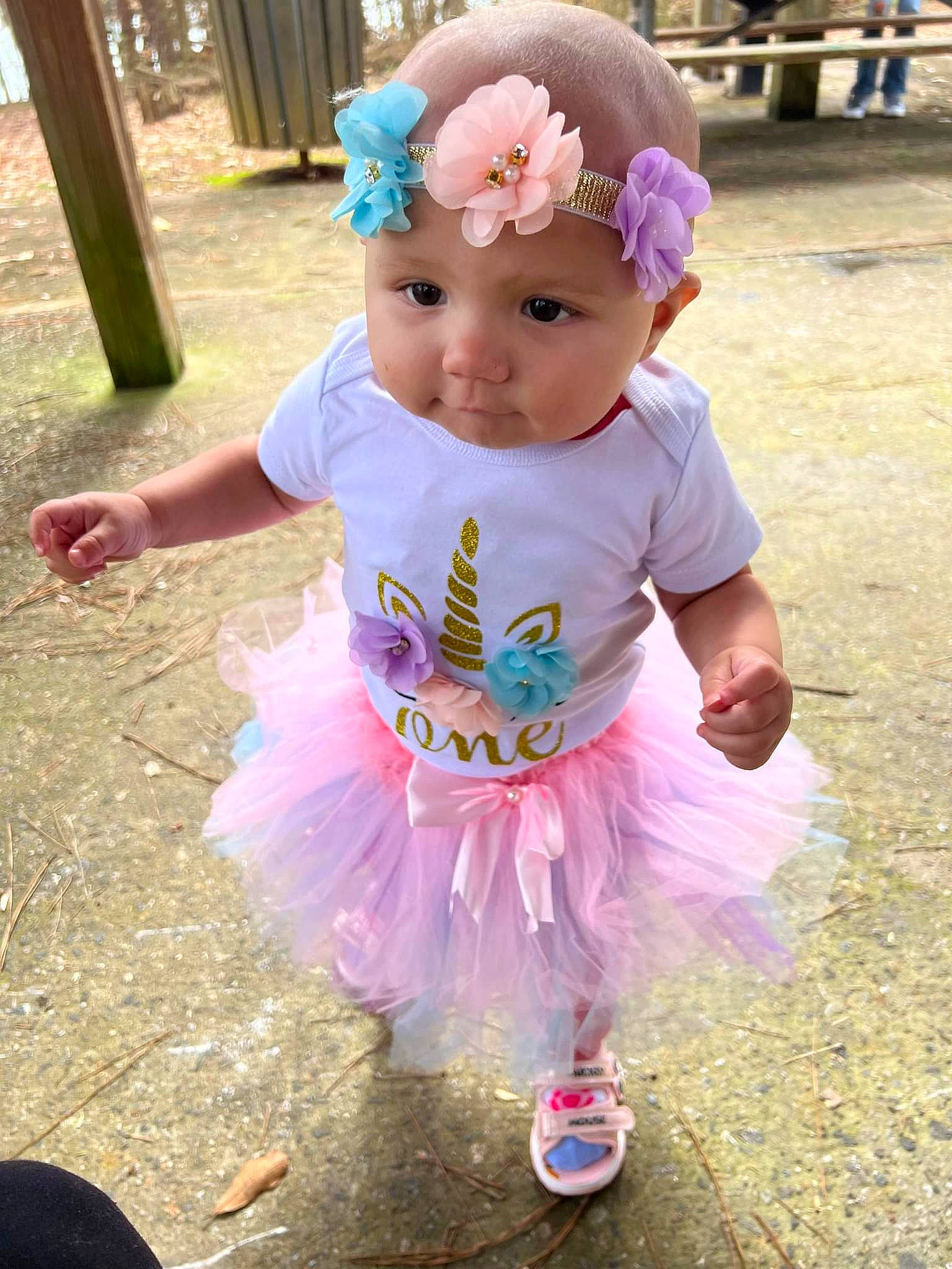 Aubree is registered to the contest to win money with this photo: baby, baby_toddler_clothing, child, costume, event, fashion_accessory, fun, grass, hair_accessory, happy, headband, headwear, leisure, magenta, person, pink, play, purple, recreation, sandal