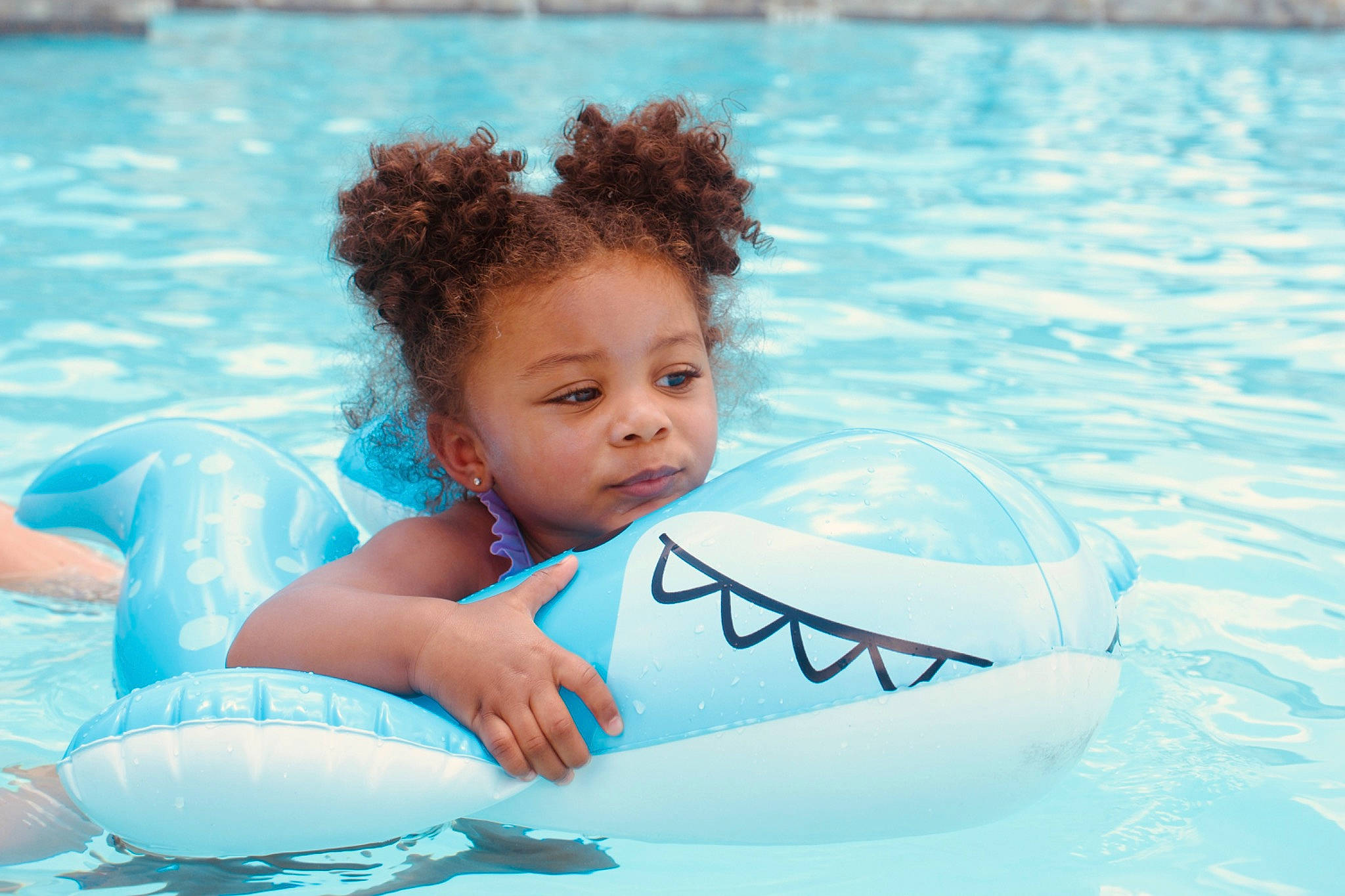 Kinsley joined the competition — help win amazing prizes! aqua, azure, baby, baby_float, bathing, beauty, blue, body_of_water, child, fun, happy, leisure, outdoor_recreation, person, personal_protective_equipment, photograph, recreation, summer, swimming_pool, toddler