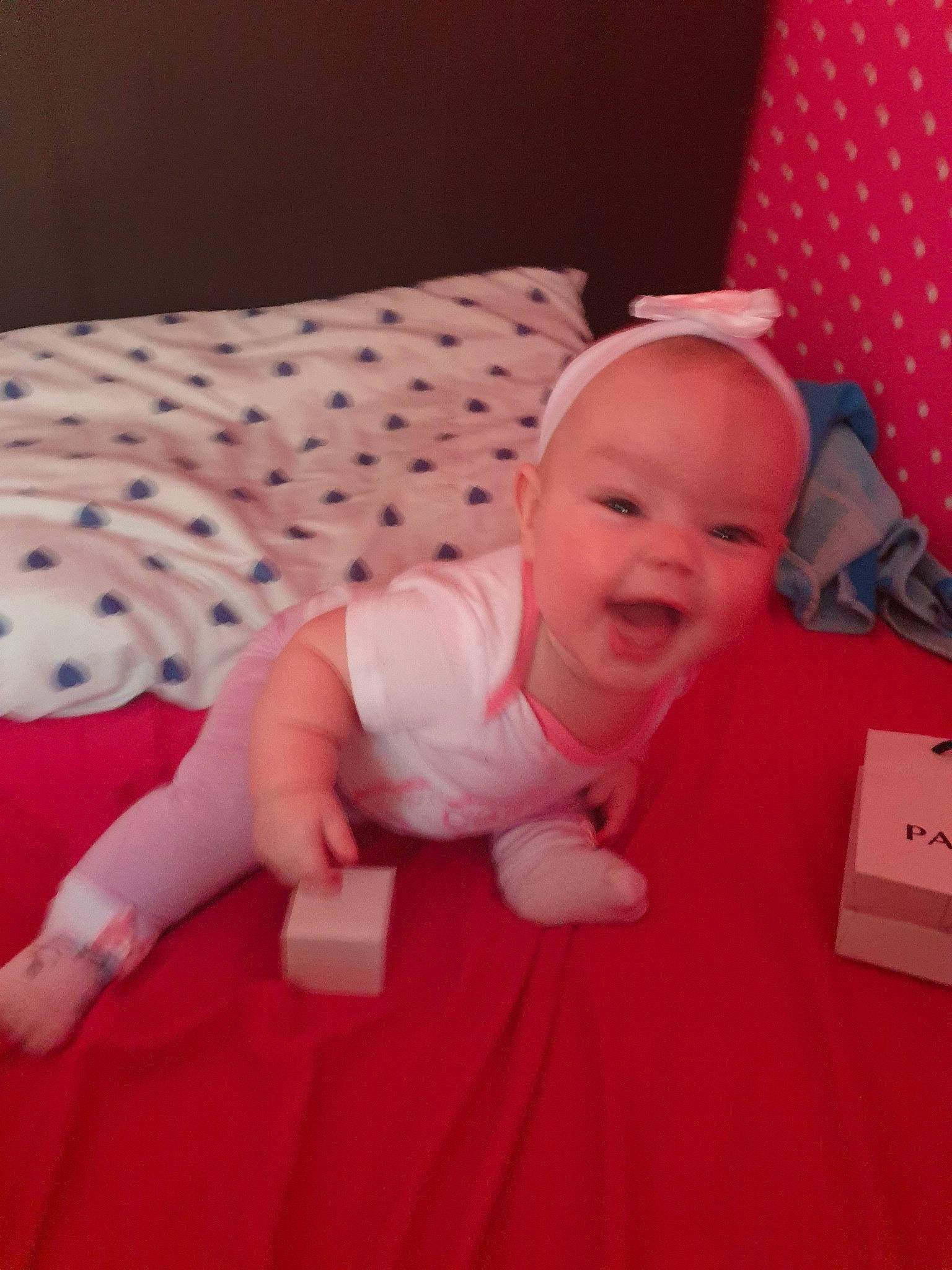 Ella-mai is registered to the contest to win money with this photo: baby, bedtime, child, mouth, person, pink, skin, toddler