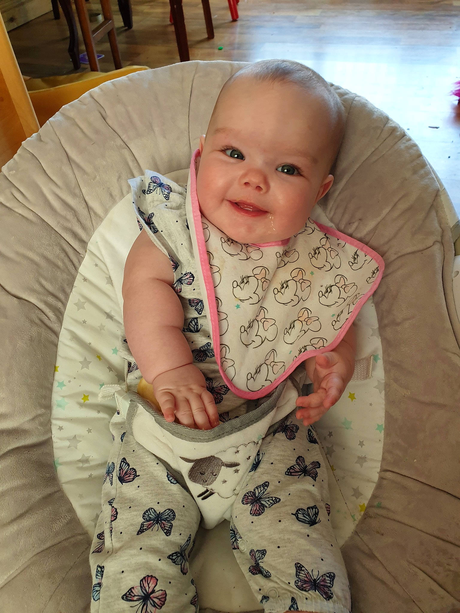 Ella-mai is registered to the contest to win money with this photo: baby, baby_products, baby_toddler_clothing, cheek, child, joy, person, sitting, skin, smile, toddler