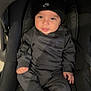 Attila participe au concours pour gagner de l'argent avec cette photo : baby, infant, stroller, black_clothing, nike_hat, white_socks, child, cute, portrait, seated, indoor, fashion, young, face, expression, casual, one_person, small_hands, footwear, comfort