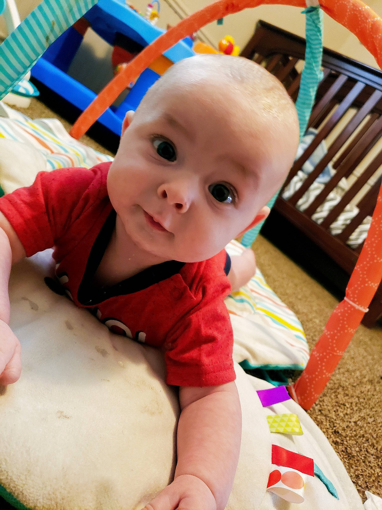 Keith joined the competition — help win amazing prizes! abdomen, baby, baby_products, baby_toddler_clothing, baby_toys, child, drum, hand_drum, linens, membranophone, musical_instrument, orange, percussion, percussionist, person, stomach, toddler
