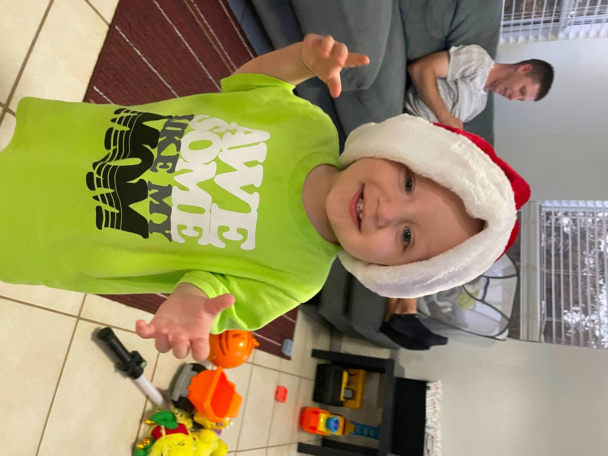 Cole joined the competition — help win amazing prizes! baby, child, event, fun, happy, hat, headwear, joy, person, room, sleeve, smile, t_shirt, toddler