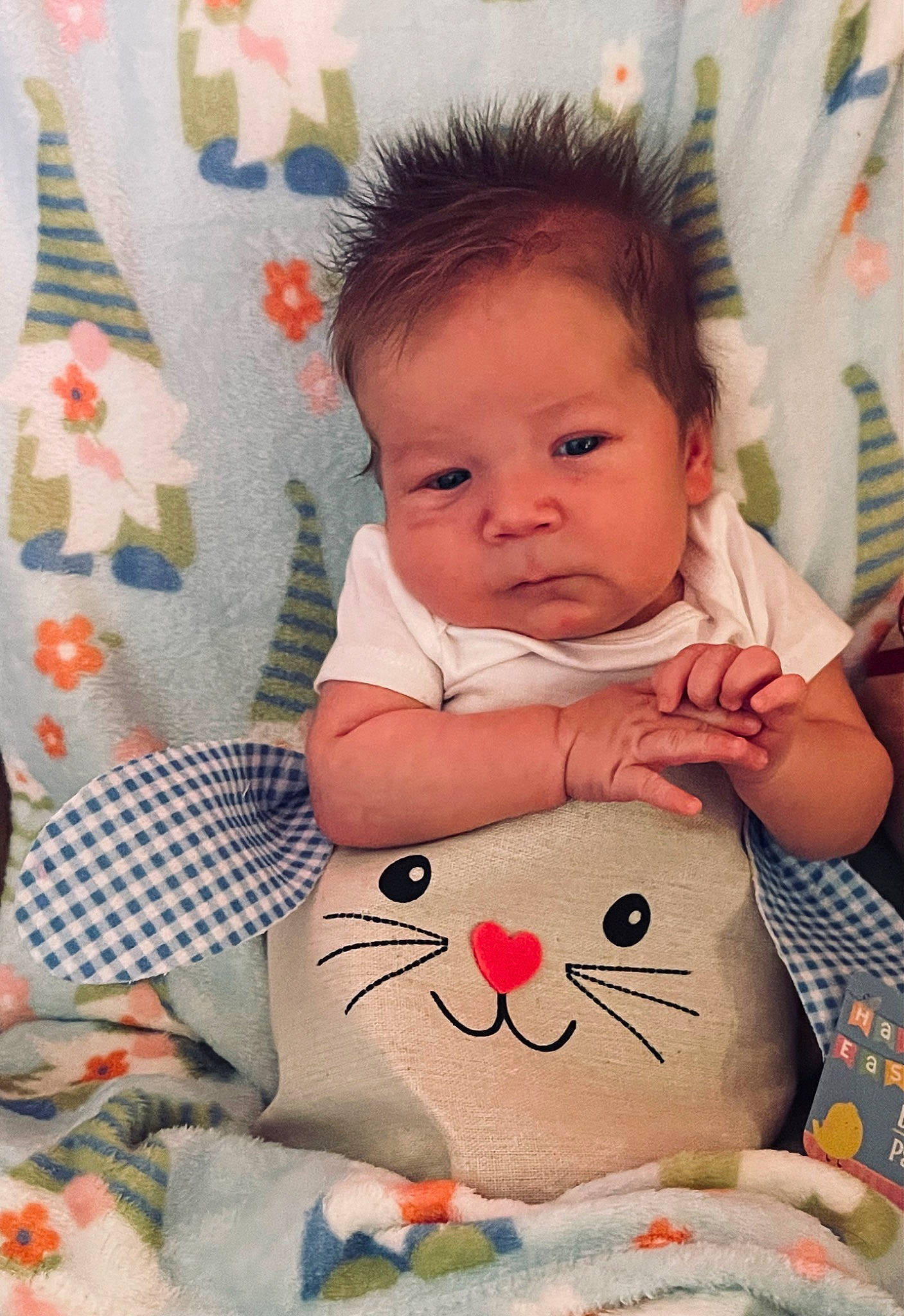 Jonathan is registered to the contest to win money with this photo: baby, baby_products, baby_toddler_clothing, bib, cheek, child, comfort, eye, eyelash, felidae, happy, iris, linens, nose, pattern, person, room, sitting, skin, textile