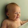 baby, infant, smile, happy, face, skin, child, cheeks, blanket, soft, cute, portrait, expression, hand, naked, young, head, eyes, teeth, warm