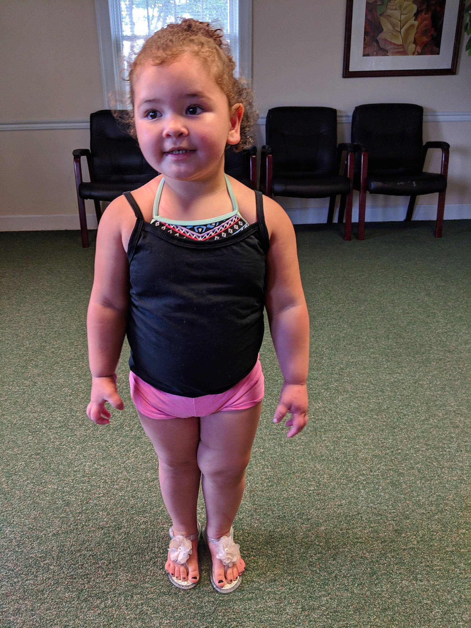 Carmella joined the competition — help win amazing prizes! arm, baby, child, clothing, dance, flooring, footwear, head, joint, leg, leotard, person, pink, shoe, shoulder, sportswear, standing, toddler, vacation
