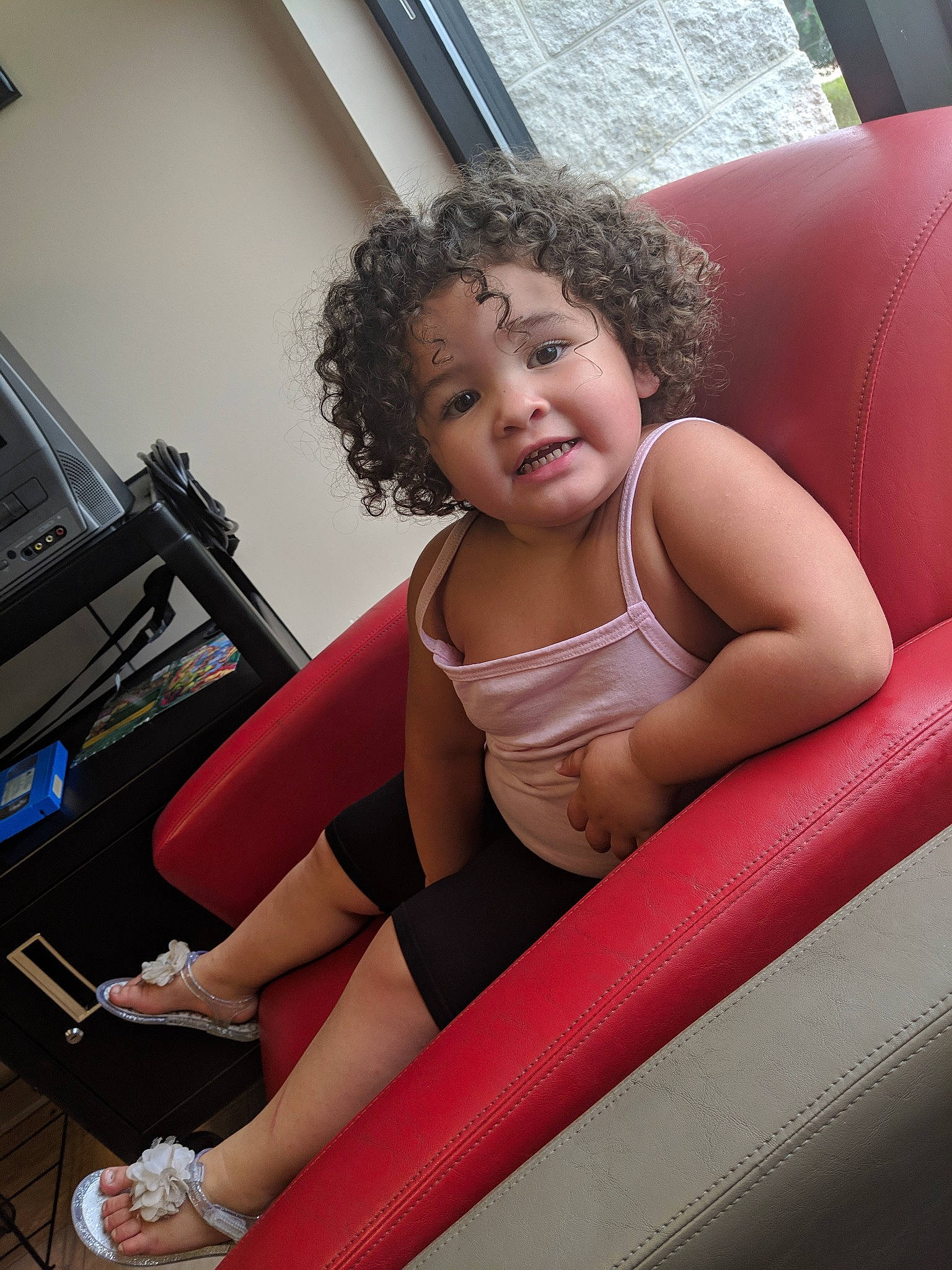 Carmella joined the competition — help win amazing prizes! black_hair, child, fun, human_leg, leg, leisure, person, pink, sitting, thigh, vacation