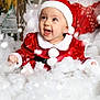 Aurora joined the competition — help win amazing prizes! baby, child, smiling, holiday, christmas, santa_hat, red_clothing, white_fur, snow, festive, portrait, cute, happy, celebration, indoors, winter_theme, costume, seasonal, joy, infant