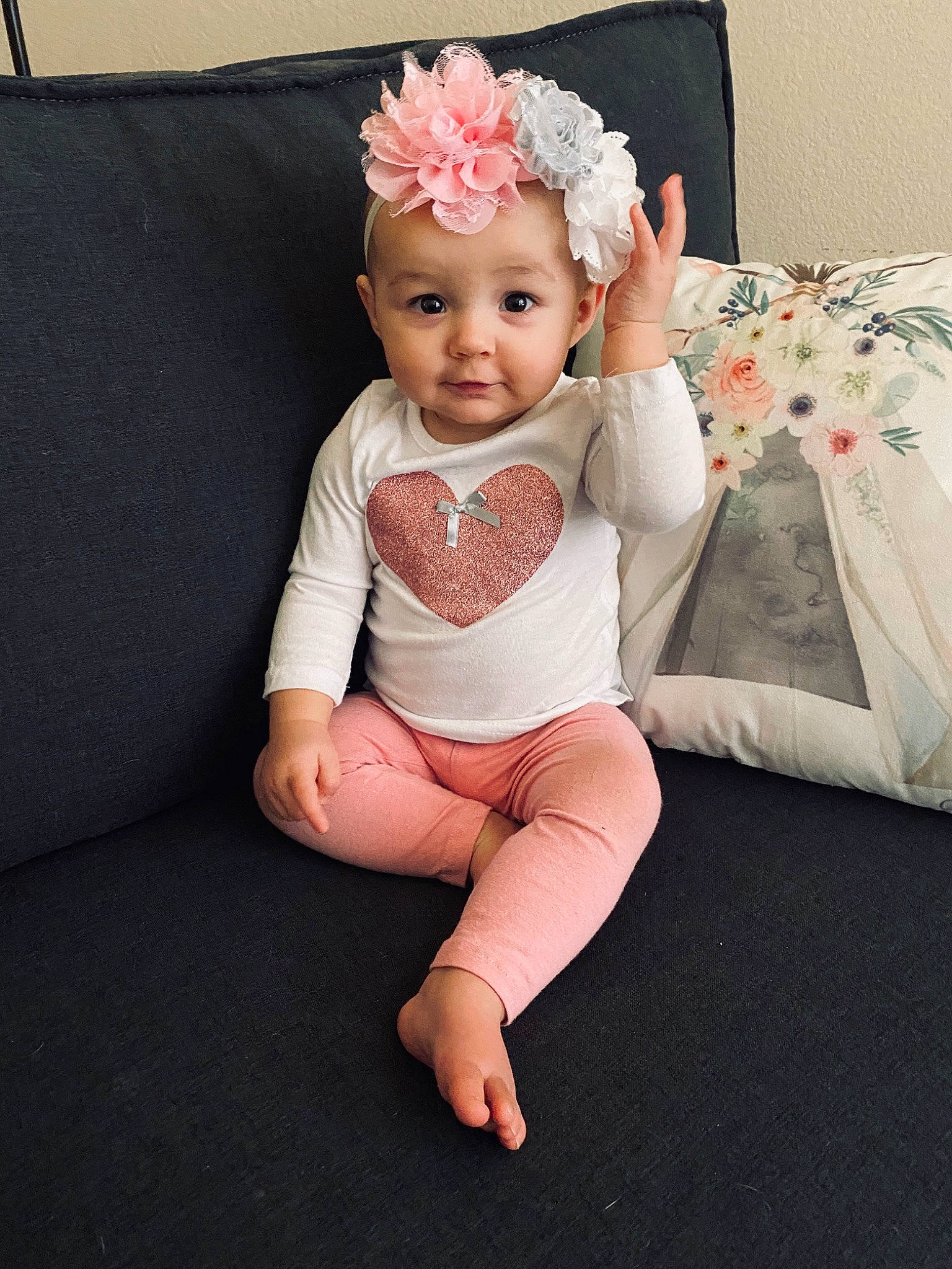 Miya joined the competition — help win amazing prizes! arm, baby, baby_toddler_clothing, child, child_model, crown, footwear, hair_accessory, head, headband, headgear, headpiece, leg, person, photography, pink, shoe, sitting, skin, textile