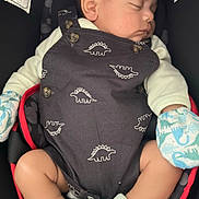 Alexander joined the competition — help win amazing prizes! baby, sleeping, car_seat, mittens, dinosaur_outfit, infant, cute, child, peaceful, clothing, seatbelt, mickey_mouse_pattern, soft_lighting, indoors, newborn, portrait, resting, adorable, cozy, tiny
