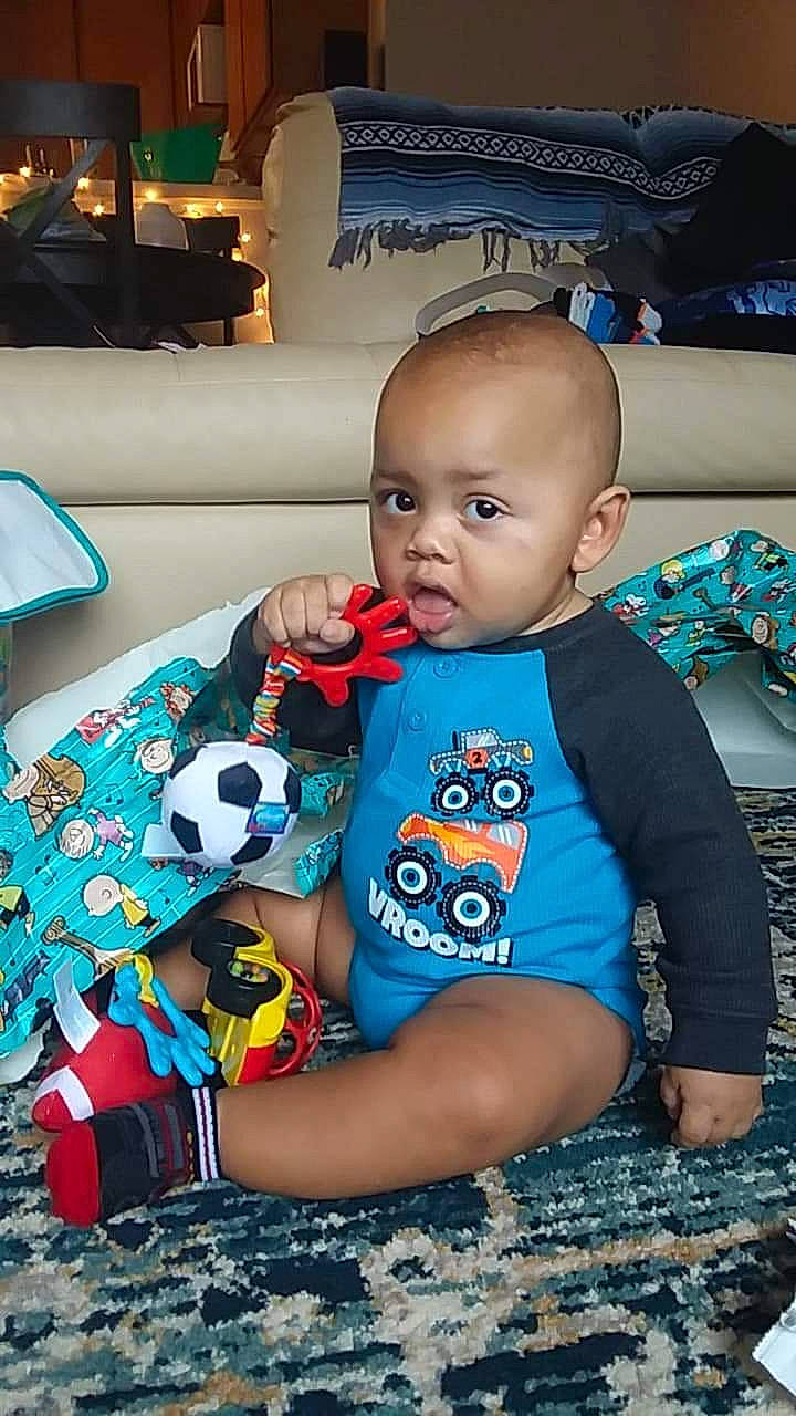 Kaiden joined the competition — help win amazing prizes! baby_products, blue, boy, child, day, fun, girl, infant, person, play, product, sitting, skin, smile, toddler, toy, vacation