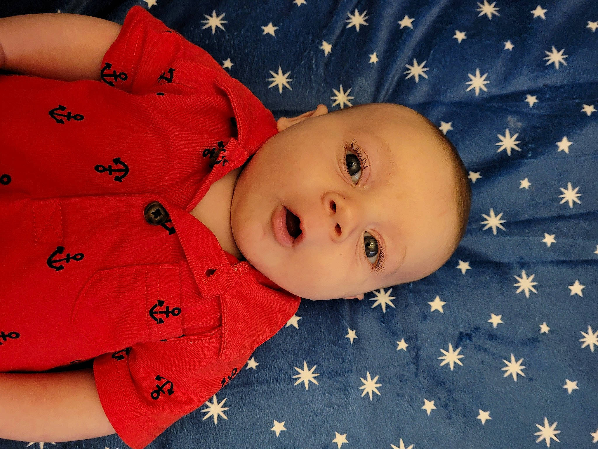 Ryan joined the competition — help win amazing prizes! baby, baby_toddler_clothing, button, carmine, cheek, child, collar, face, happy, head, linens, nose, pattern, person, skin, sleeve, textile, toddler, white