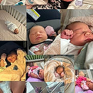 Alora joined the competition — help win amazing prizes! newborn, baby, sleeping, hospital, parents, blanket, car_seat, feet, knitted_hat, pacifier, bed, crib, family, pink, white_clothing, cozy, portrait, indoor, infant, cute