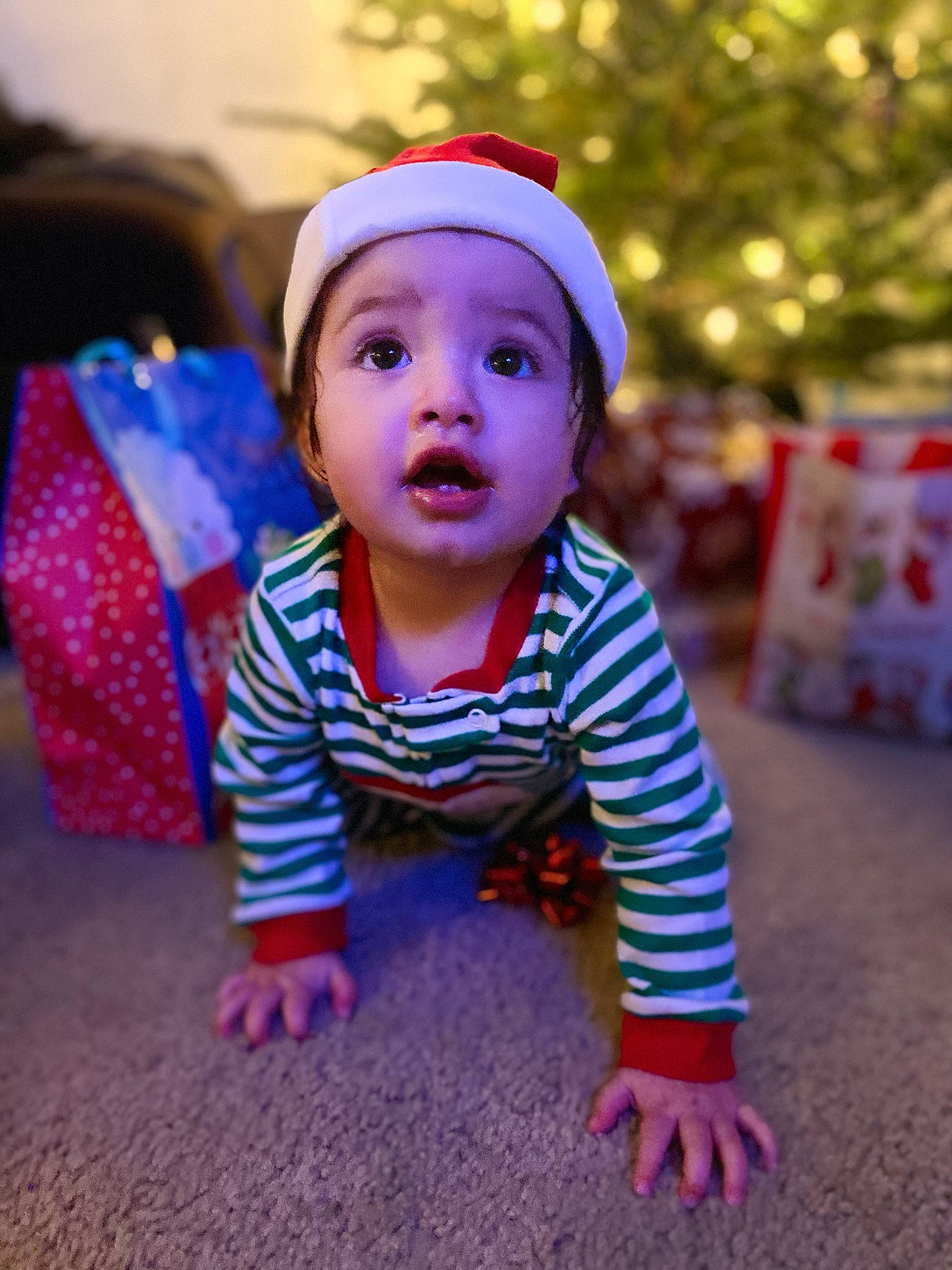 Esmeralda joined the competition — help win amazing prizes! baby, cheek, child, christmas, fun, head, headgear, person, play, skin, smile, surprise, toddler