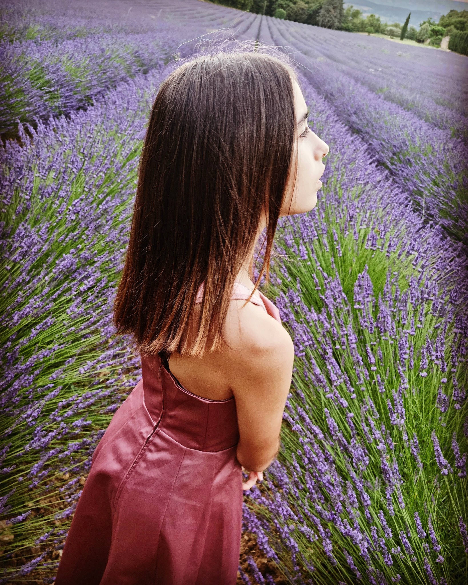 Stella a rejoint le concours — aidez-le/la à gagner de superbes lots ! dress, flower, flowering_plant, grass, grassland, green, hair, happy, magenta, meadow, morning, natural_environment, nature, people_in_nature, person, plant, purple, summer, textile, tree