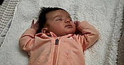 Julietta joined the competition — help win amazing prizes! baby, infant, sleeping, portrait, onesie, peach_clothing, nursery, stuffed_animals, teddy_bear, doll, blanket, rug, lying_down, peaceful, cozy, indoor, date_text, soft_toys, newborn, vertical_photo