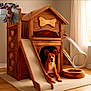 Ango a rejoint le concours — aidez-le/la à gagner de superbes lots ! animal, brown_dog, canine, carpet, cozy, curtain, dog, doghouse, household, indoor, inset_photo, living_room, pet, play_area, relaxed, slide, sunlight, tunnel, window, wooden_furniture