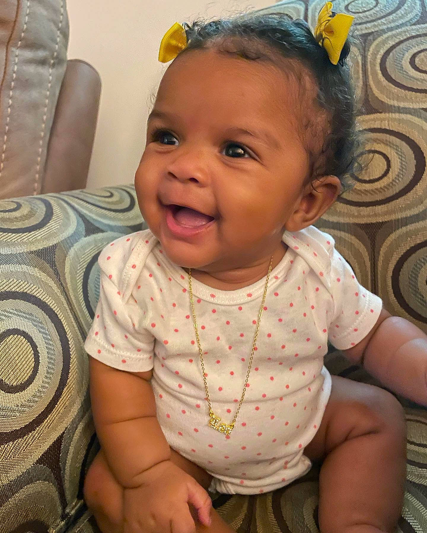Jaiden is registered to the contest to win money with this photo: baby, baby_toddler_clothing, cheek, chin, eye, eyebrow, eyelash, face, hair, hairstyle, happy, head, iris, lip, mouth, nose, person, skin, sleeve, smile