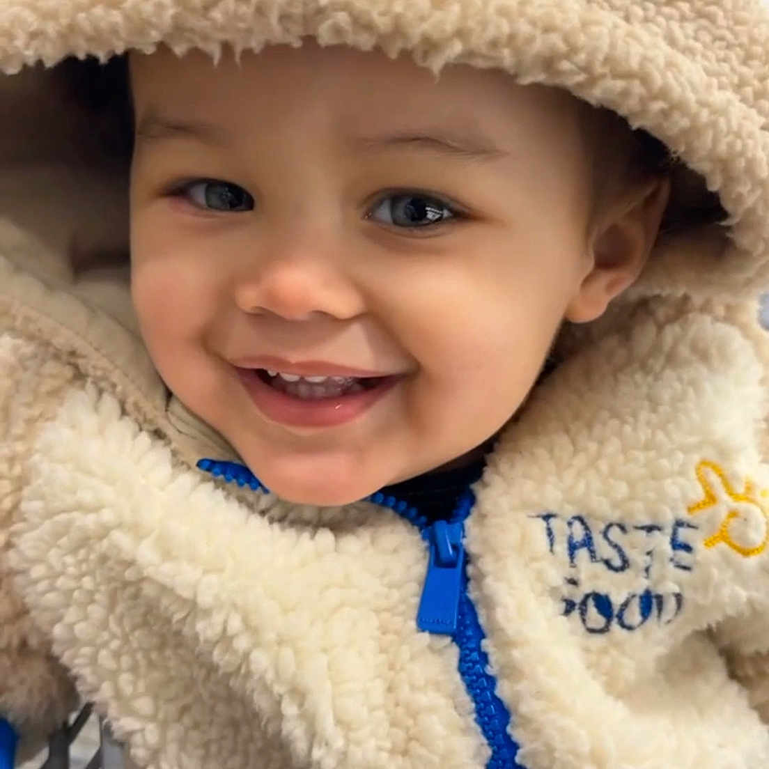 Novi joined the competition — help win amazing prizes! baby, babylaughing, bonnet, clothing, face, happy, hat, head, hood, person, photography, portrait, smile