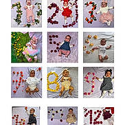 Mia participe au concours pour gagner de l'argent avec cette photo : baby, baby_girl, blanket, celebration, child, colorful, cute, dress, floral_arrangement, flower, happy, headband, infant, lying_down, monthly_milestone, number, onesie, portrait, smiling, soft_texture