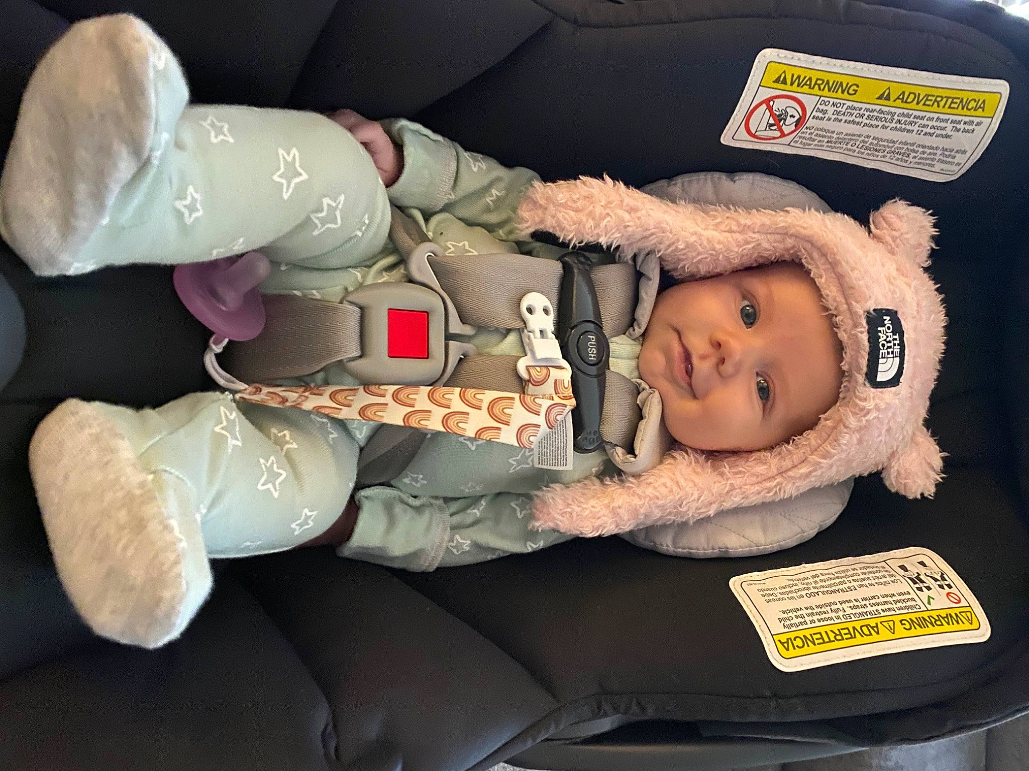 Kodi joined the competition — help win amazing prizes! auto_part, baby, baby_carriage, baby_in_car_seat, baby_products, baby_safety, baby_sleeping, baby_toddler_clothing, car_seat, carmine, cheek, child, comfort, headwear, lap, person, sitting, toddler, vehicle_door