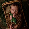 Noah joined the competition — help win amazing prizes! newborn, baby, sleeping, wrapped, blanket, plush_toy, crocodile, wicker_basket, cozy, brown, green, feet, hands, cute, peaceful, indoors, portrait, infant, soft_texture, resting