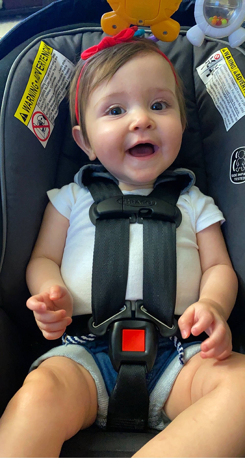 Aubriella is registered to the contest to win money with this photo: baby, baby_carriage, baby_products, baby_toddler_clothing, blue, car_seat, cheek, child, comfort, electric_blue, eye, face, finger, head, person, product, service, skin, smile, thumb