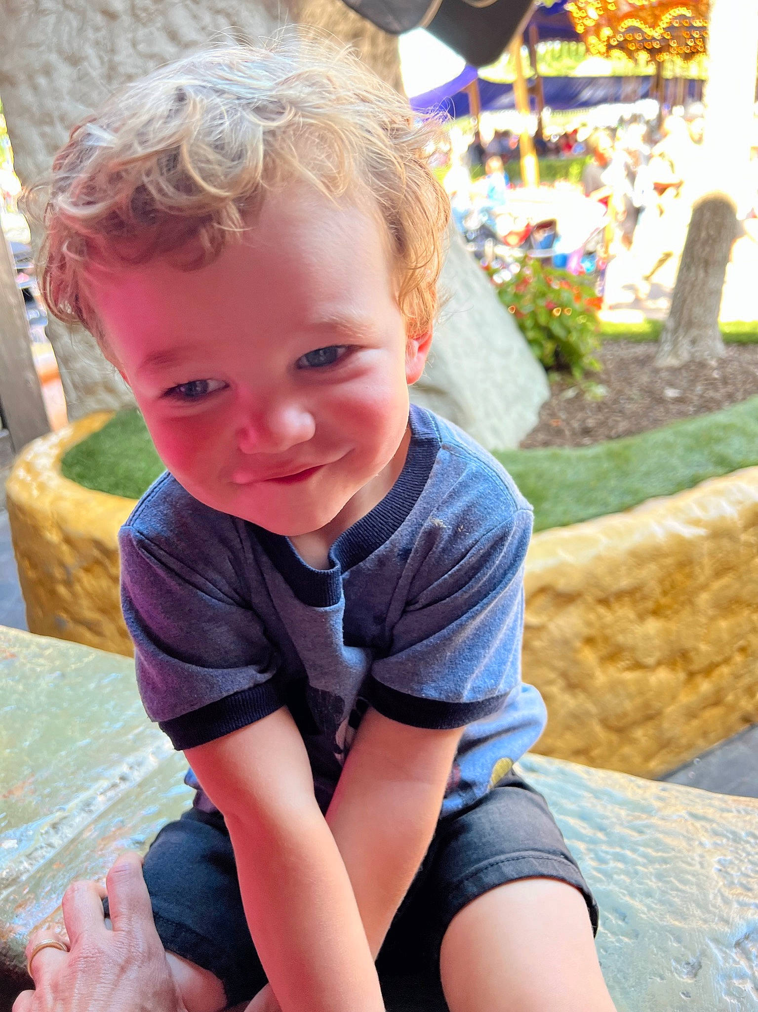 Dallan is registered to the contest to win money with this photo: child, chin, electric_blue, fun, grass, hair, happy, head, knee, leg, leisure, person, plant, public_space, recreation, shorts, skin, smile, summer, thigh