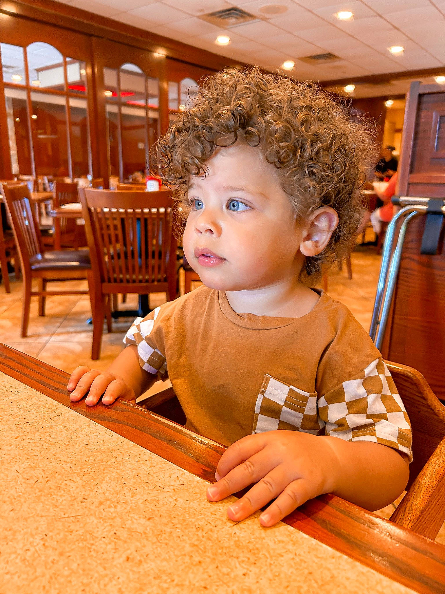 Cameron joined the competition — help win amazing prizes! baby, chair, child, flooring, fun, hardwood, leisure, person, recreation, room, sitting, table, toddler, vacation, varnish, wood