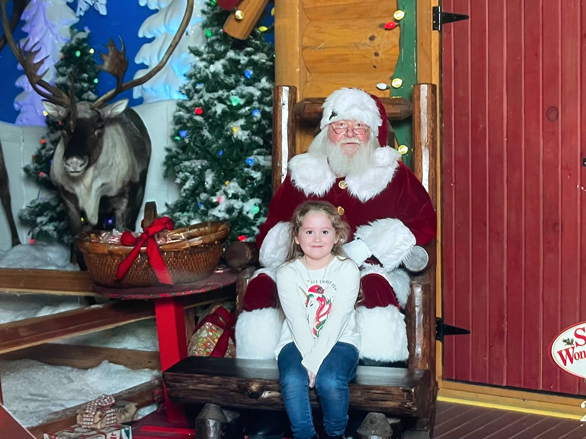 Harlie joined the competition — help win amazing prizes! christmas, christmas_decoration, christmas_eve, christmas_lights, christmas_ornament, christmas_tree, event, fictional_character, fun, headwear, holiday, holiday_ornament, joy, lap, ornament, person, plant, santa_claus, smile, toy