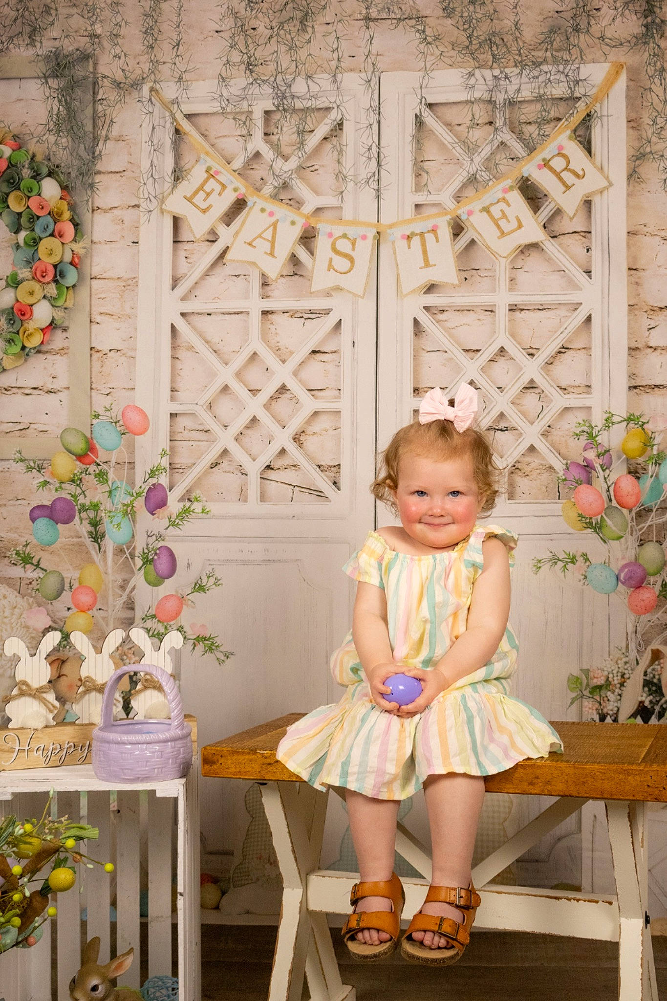 Millie is registered to the contest to win money with this photo: baby_toddler_clothing, beauty, child, door, dress, event, happy, joy, pattern, peach, person, photograph, pink, plant, smile, summer, textile, toddler, tree, white