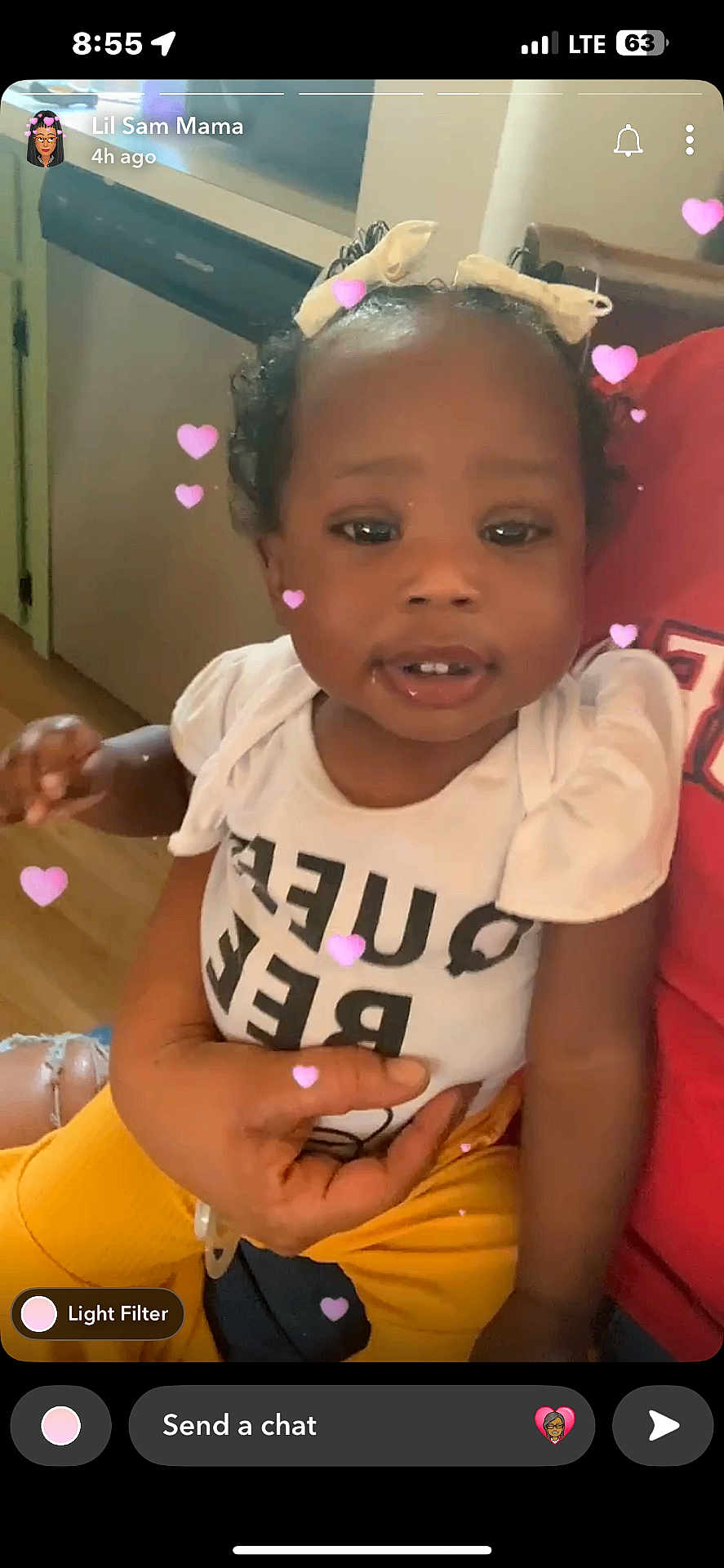Kennedi joined the competition — help win amazing prizes! accessories, baby, babylaughing, clothing, electronics, face, happy, head, jewelry, laughing, necklace, person, phone, photography, portrait, smile, t_shirt