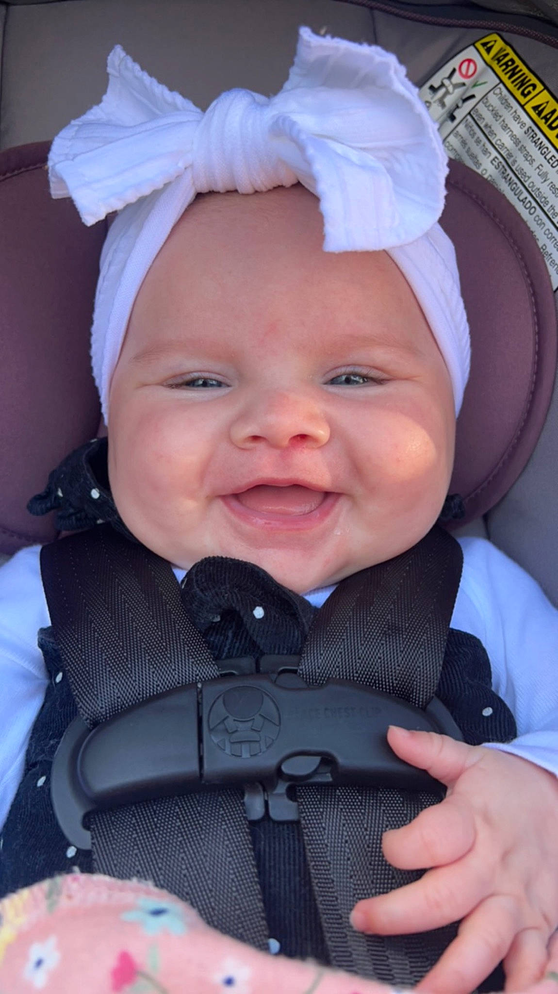 Alexandra joined the competition — help win amazing prizes! baby, baby_toddler_clothing, cheek, cool, face, facial_expression, finger, gesture, happy, headwear, lip, mouth, nose, outerwear, person, pink, purple, skin, sleeve, smile