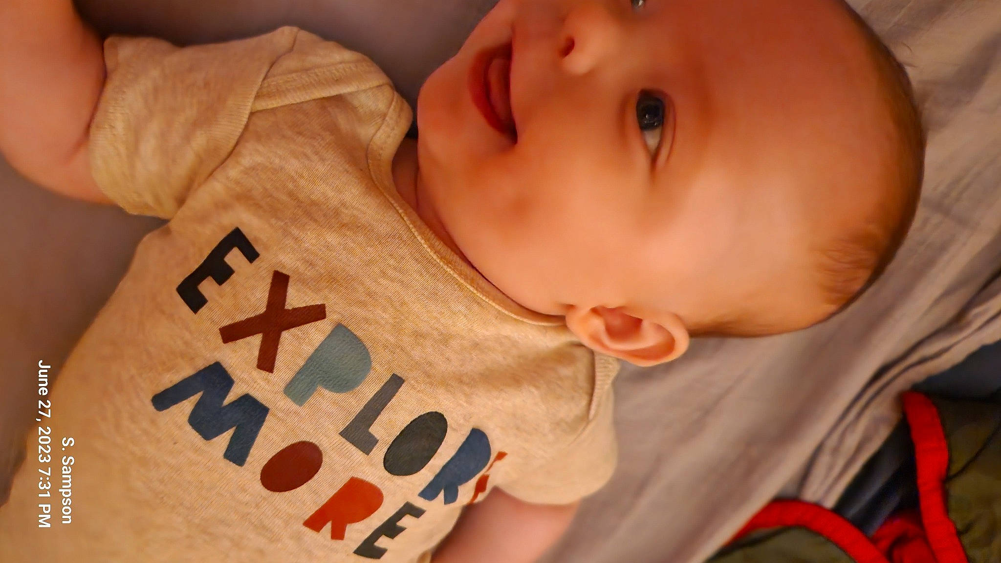 Hannah joined the competition — help win amazing prizes! baby, baby_toddler_clothing, cheek, child, chin, eyelash, facial_expression, finger, forehead, happy, mouth, neck, nose, orange, person, product, skin, sleeve, textile, toddler