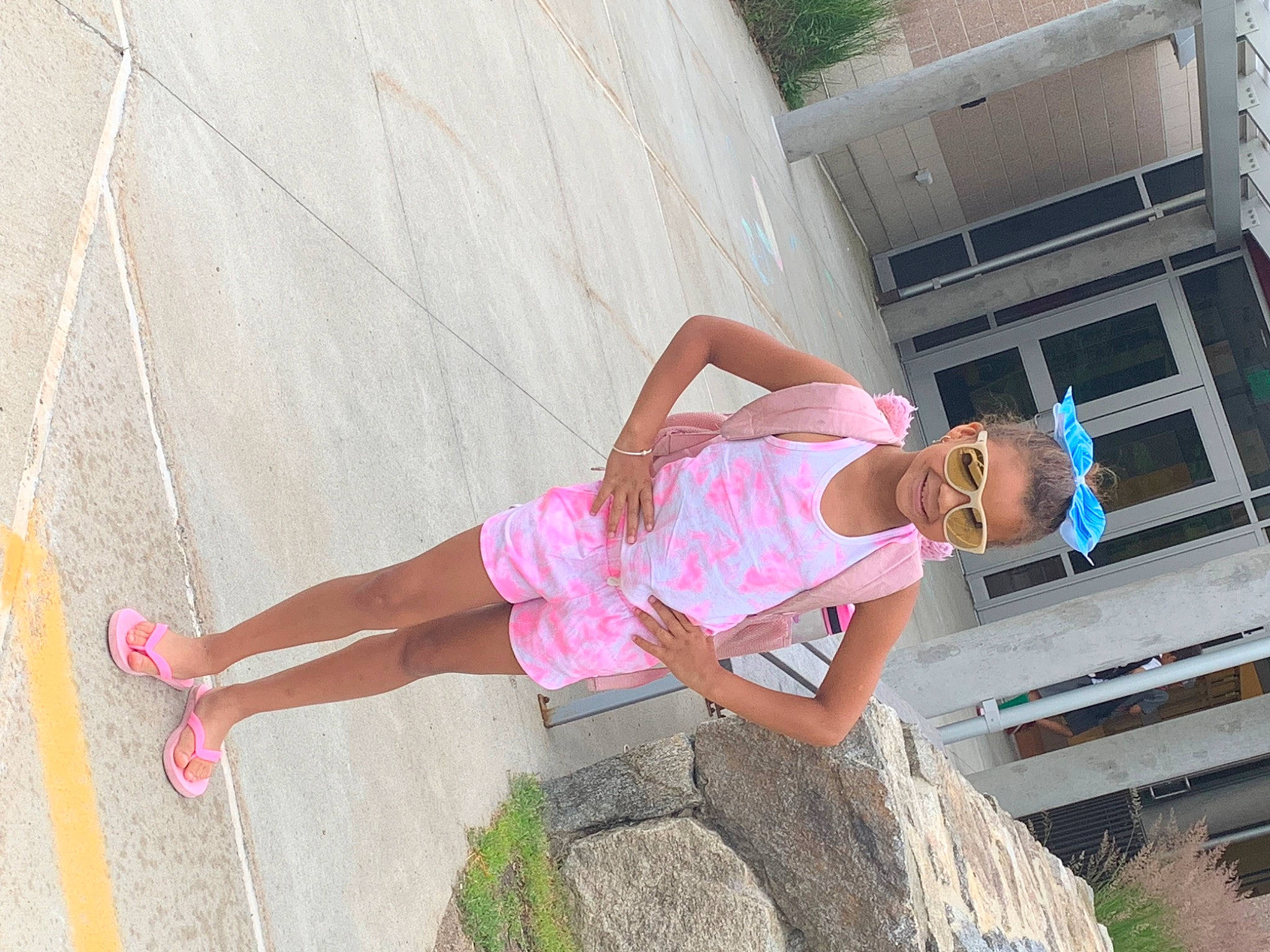 Jazmyn joined the competition — help win amazing prizes! building, calf, eyewear, fun, house, human_leg, joy, knee, leg, leisure, magenta, person, pink, sandal, smile, summer, thigh, tree, trunk, waist