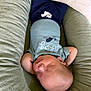 Gannan is registered to the contest to win money with this photo: baby, sleeping, infant, cushion, soft, clothing, blue_shirt, whale_graphic, arm, head, peaceful, cozy, nest, blanket, rest, newborn, child, indoors, relaxed, portrait