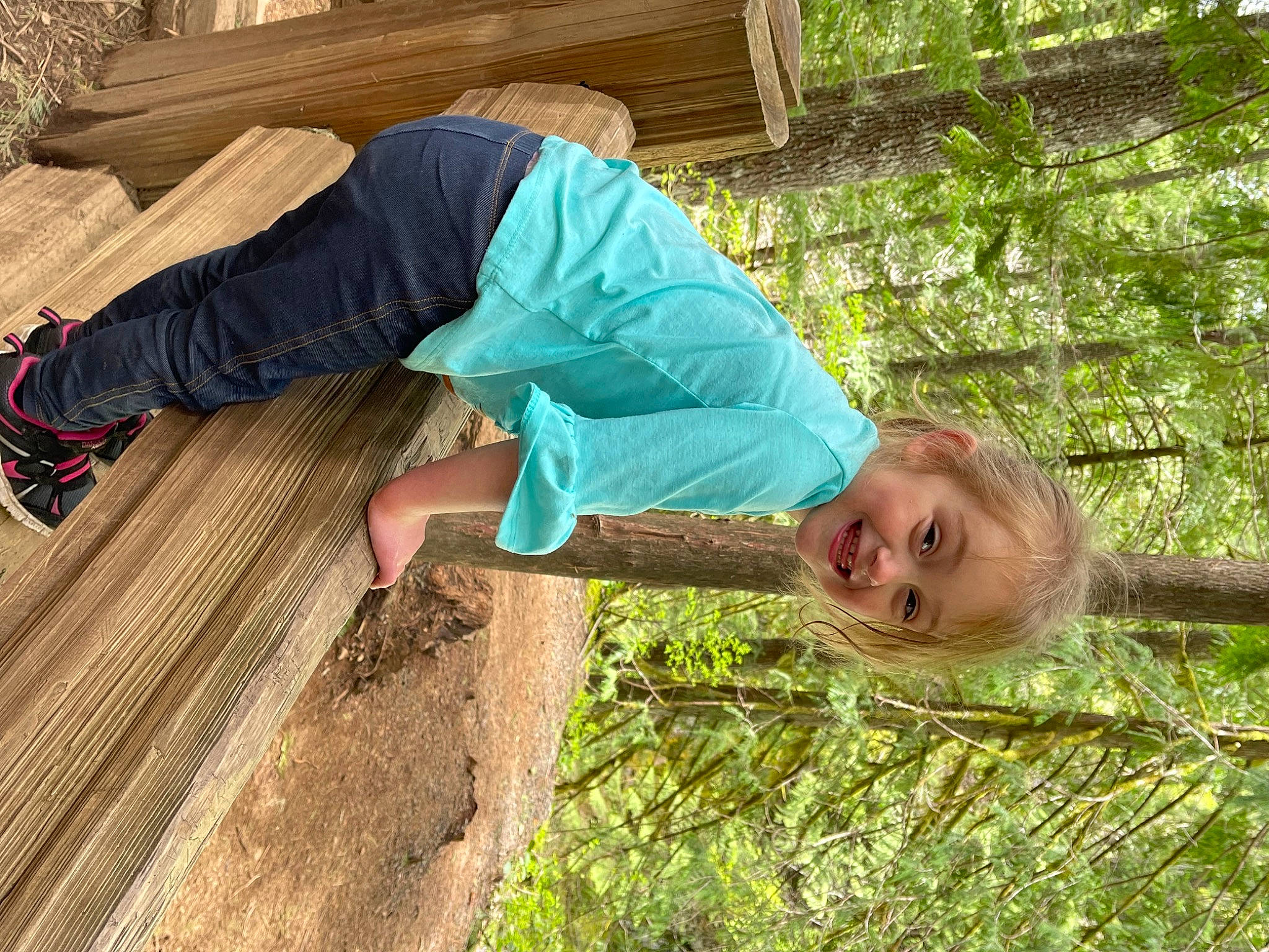 Scarlett joined the competition — help win amazing prizes! child, fun, grass, happy, hardwood, joy, landscape, leisure, people_in_nature, person, plant, plantation, smile, soil, t_shirt, toddler, tree, wood