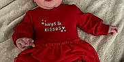 Lynette joined the competition — help win amazing prizes! baby, infant, headband, bow, red_dress, onesie, blanket, lying_down, face, eyes, mouth, hand, legs, chubby_legs, cute, portrait, hugs_and_kisses, adorable, soft_texture, hearts