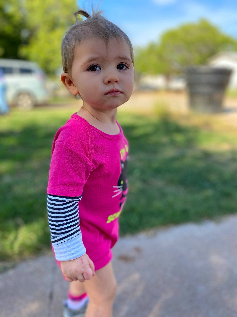 Cambrie is registered to the contest to win money with this photo: active_tank, baby, baby_toddler_clothing, child, ear, lip, magenta, person, pink, summer, toddler