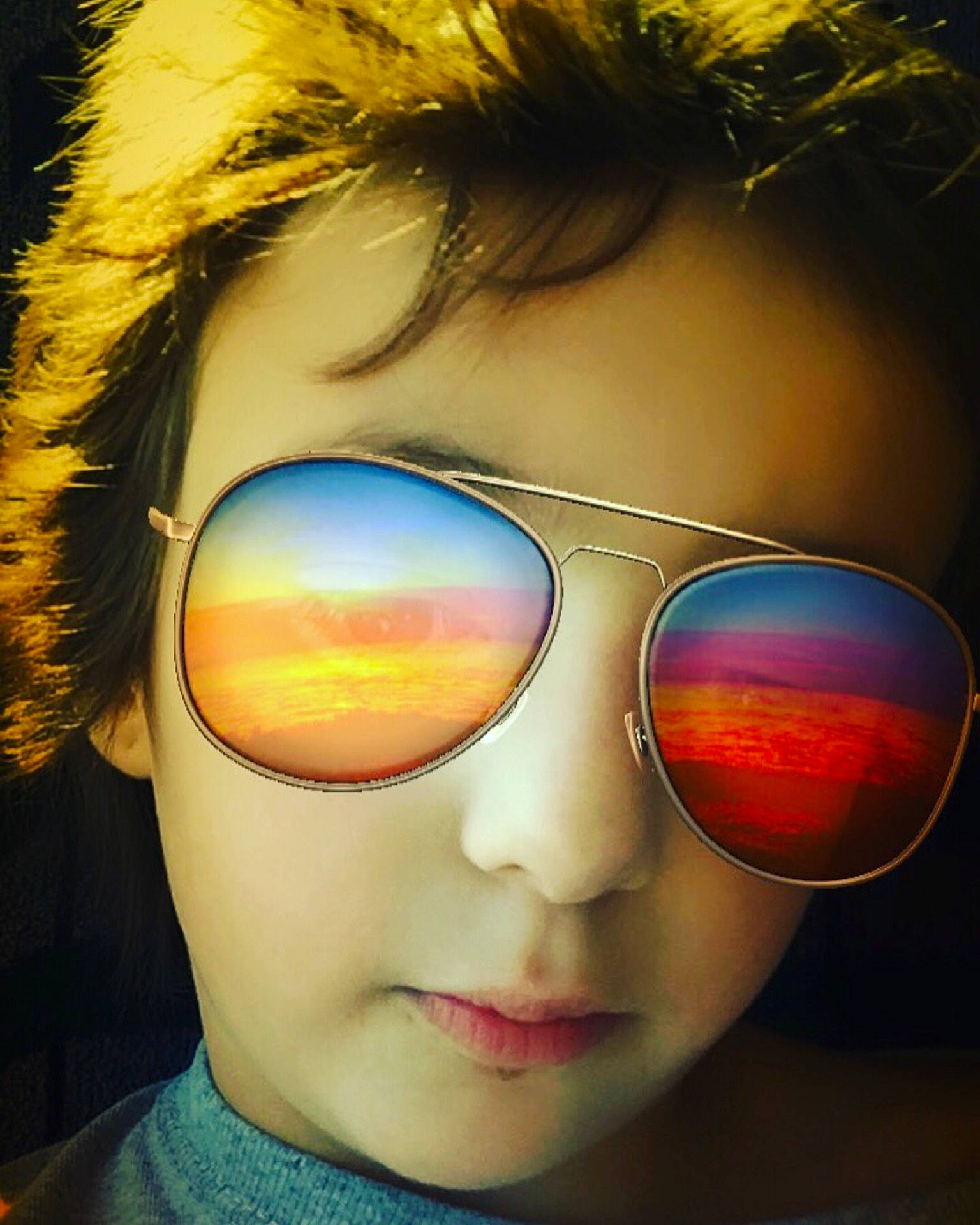 Giana joined the competition — help win amazing prizes! cheek, close_up, cool, eye, eyewear, forehead, girl, glasses, lip, nose, person, selfie, sunglasses, vision_care, yellow