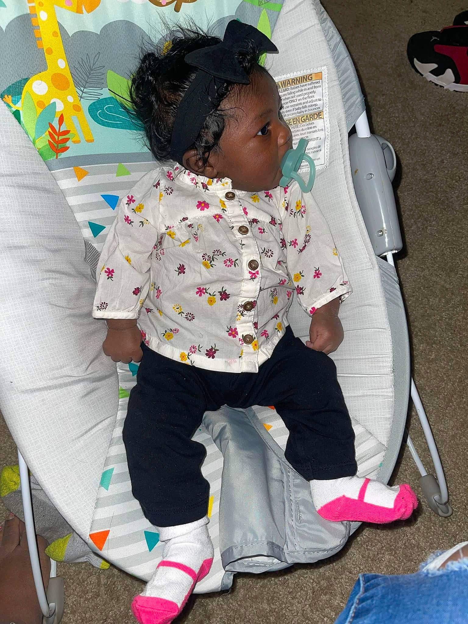 Breelyn joined the competition — help win amazing prizes! baby, baby_carriage, baby_products, baby_safety, baby_toddler_clothing, bag, child, comfort, fun, linens, luggage_and_bags, pattern, person, pink, shoe, sitting, sleeve, sneakers, sock, toddler