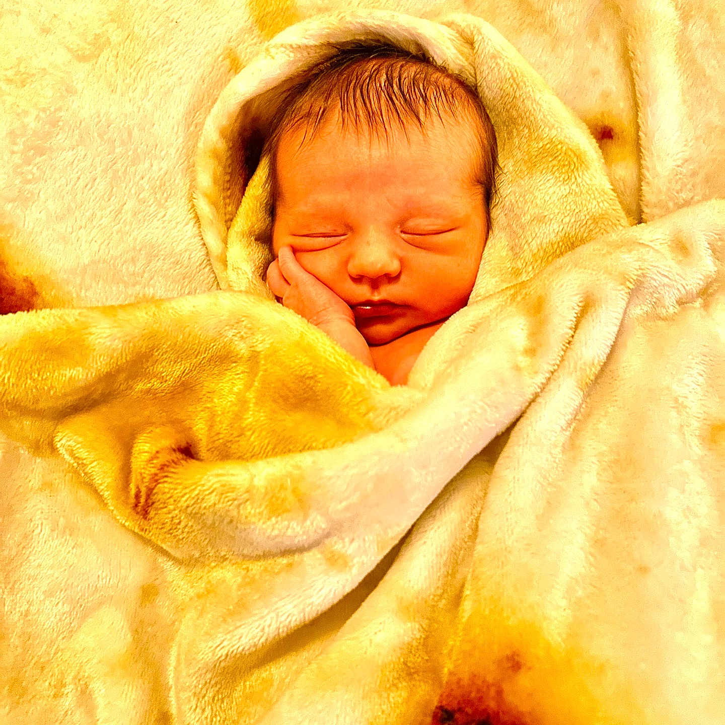 Octavia joined the competition — help win amazing prizes! baby, bed, blanket, face, furniture, head, newborn, person, photography, portrait, quilt, sleeping, towel