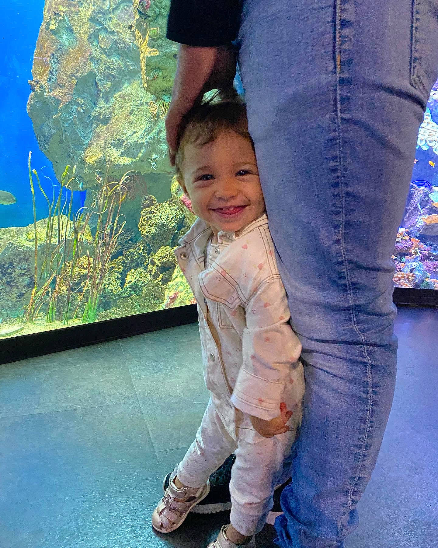 Amélya a rejoint le concours — aidez-le/la à gagner de superbes lots ! baby, blue, electric_blue, flooring, fun, gesture, happy, holding_hands, human_leg, joy, leg, leisure, people_in_nature, person, shoe, smile, sneakers, thigh, toddler, tree