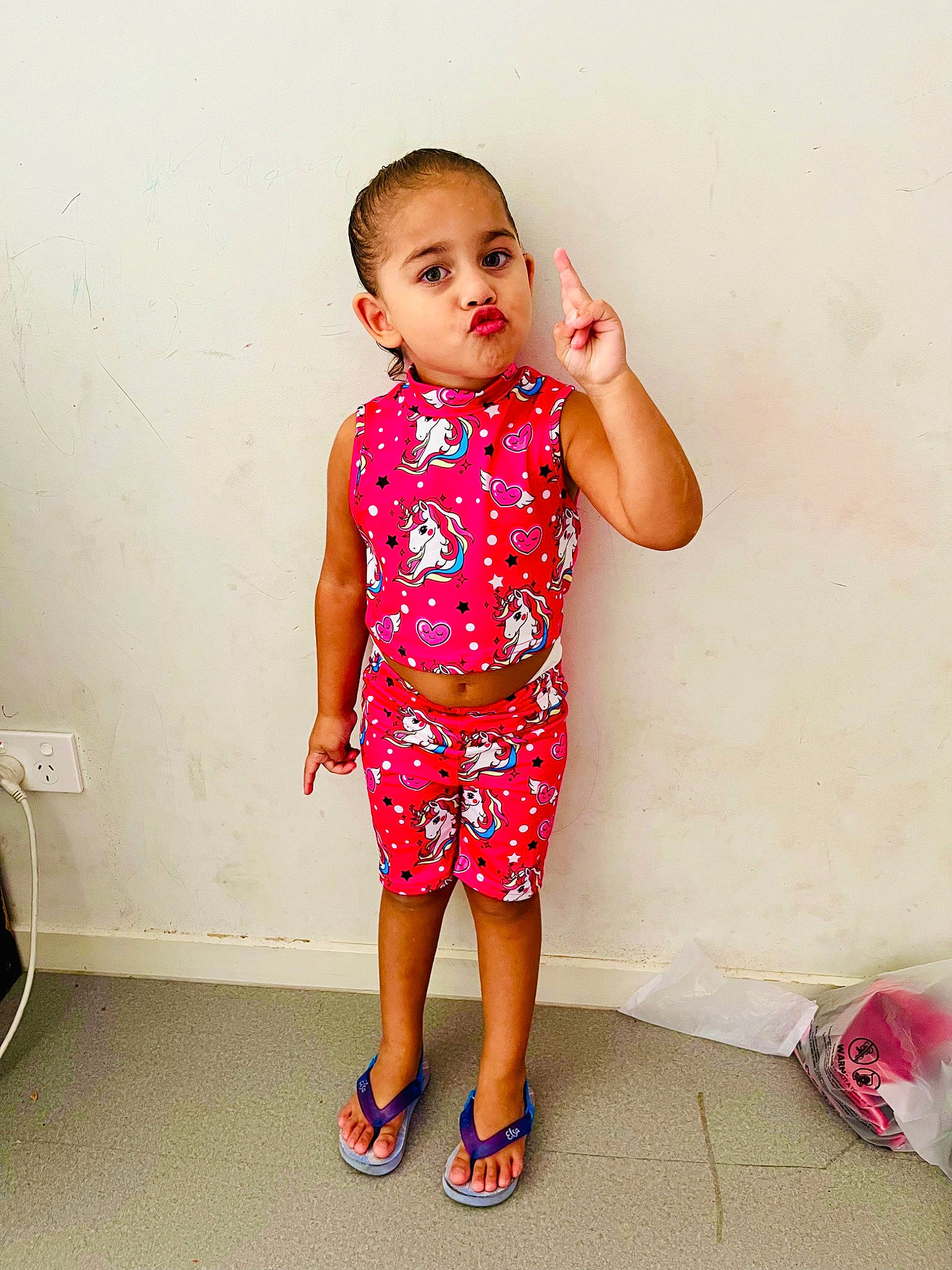 Aylah joined the competition — help win amazing prizes! baby_toddler_clothing, day_dress, dress, elbow, face, fashion_design, flash_photography, hand, happy, human_leg, joint, knee, magenta, neck, one_piece_garment, person, sandal, sleeve, thigh, toddler